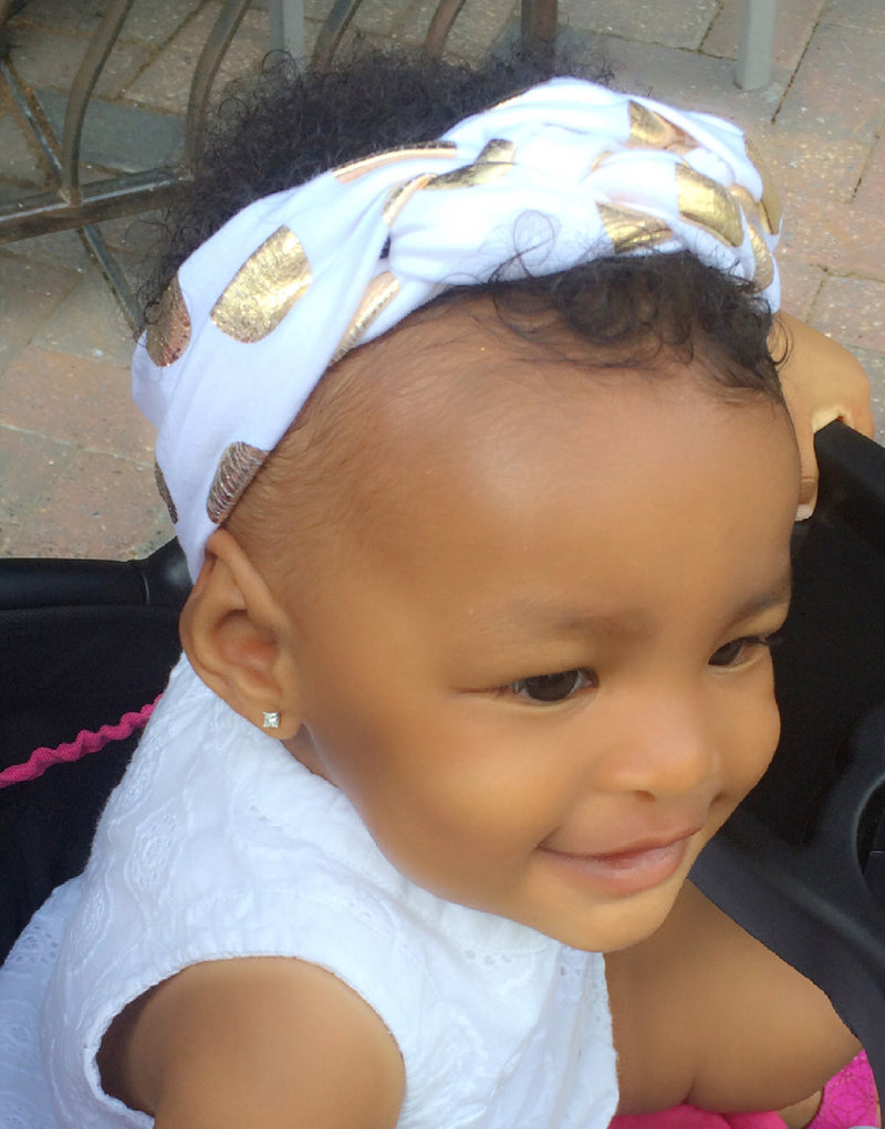 Baby/Toddler Gold Polka Dot Turban Headbands (Set of 2)