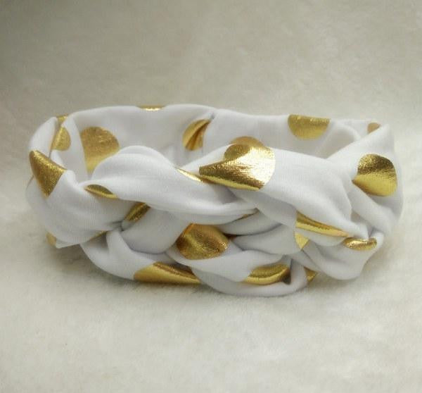 Baby/Toddler Gold Polka Dot Turban Headbands (Set of 2)