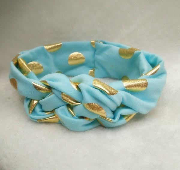 Baby/Toddler Gold Polka Dot Turban Headbands (Set of 2)